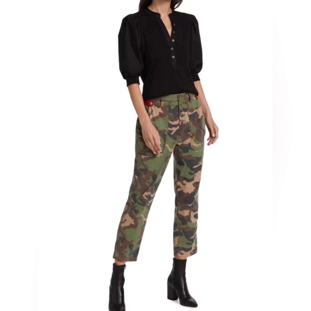 Veronica Beard ARYA Camo Straight Leg with Red Waist Accent Size 26